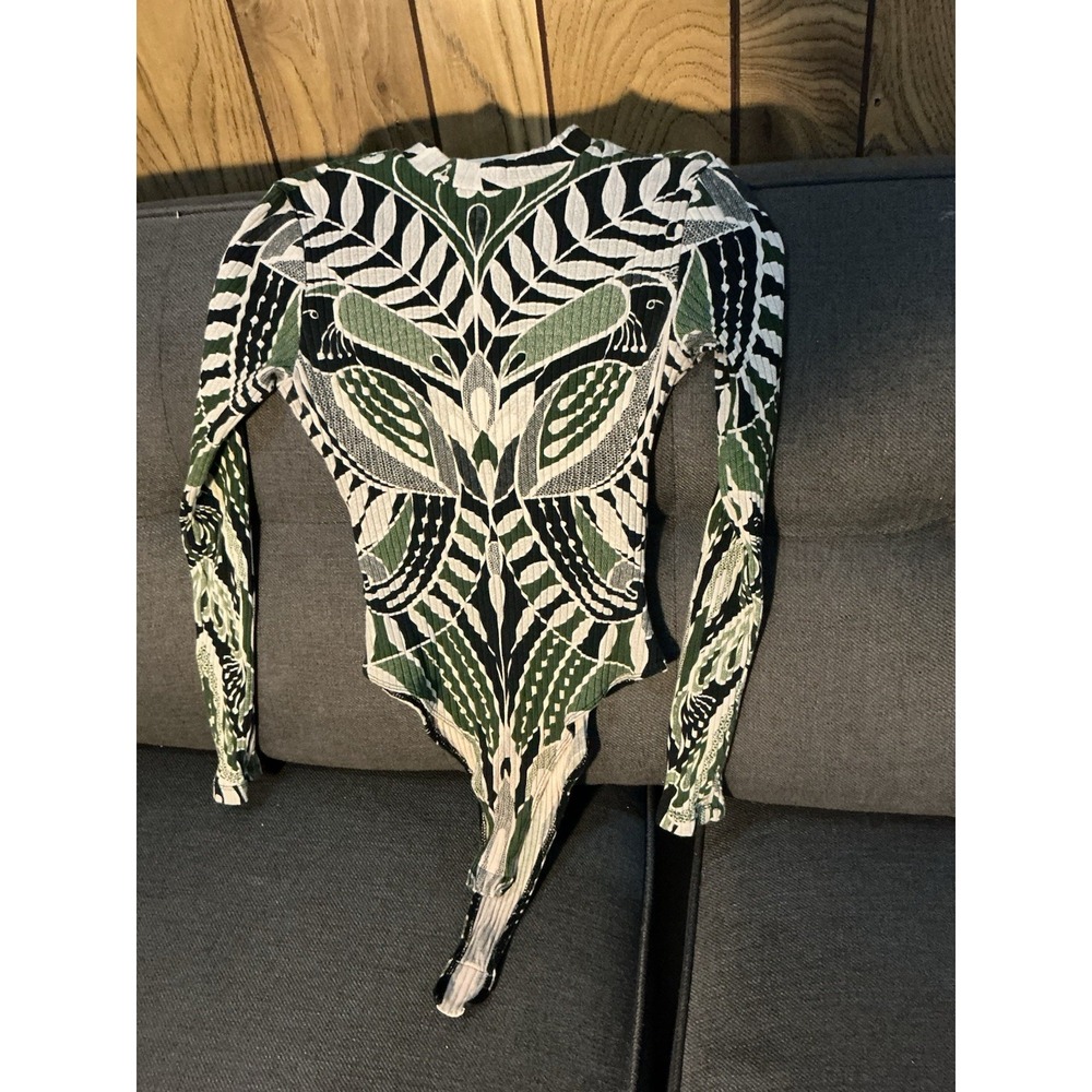 Farm Rio Black Lace Nature Bodysuit Long sleeve XS